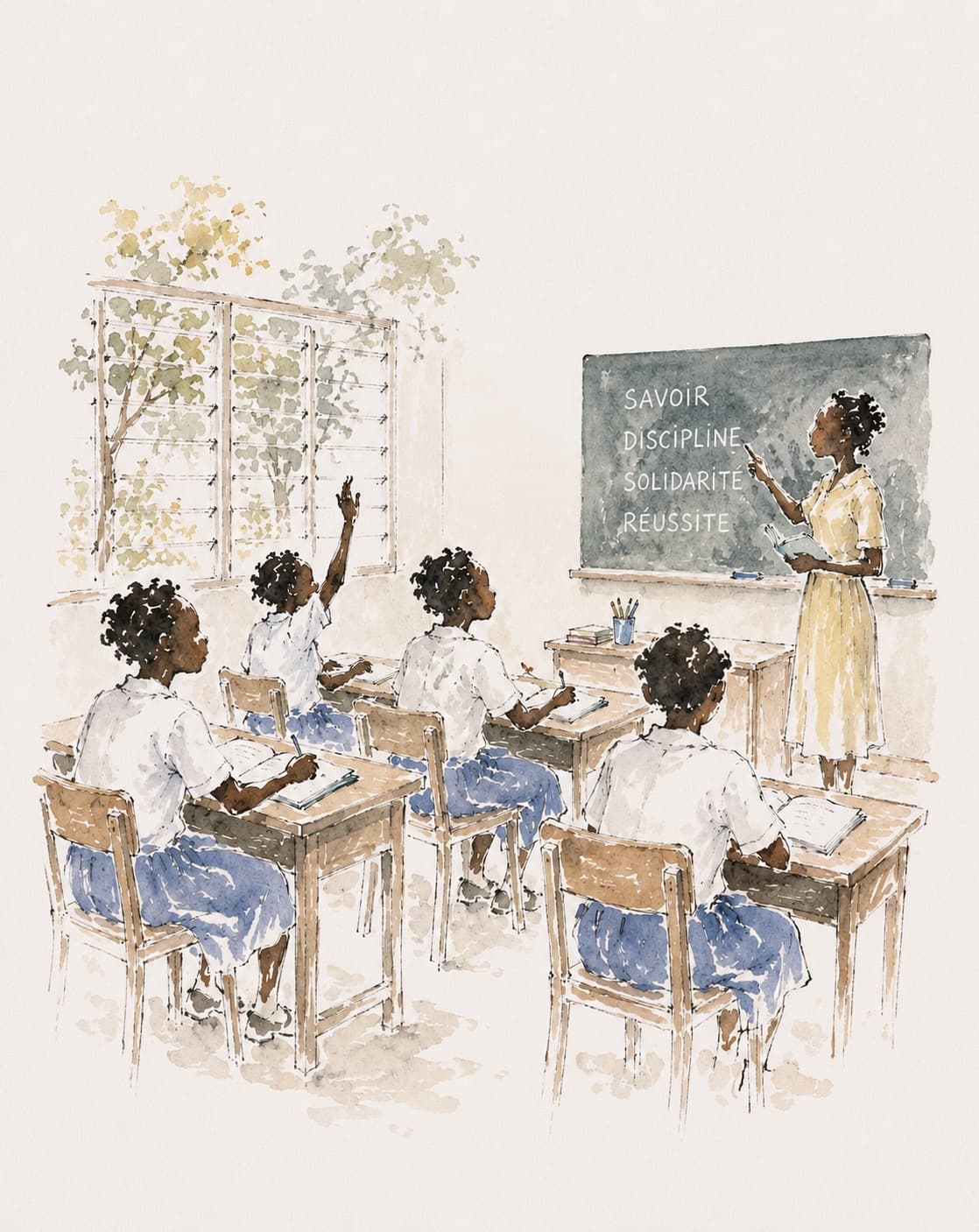 Élèves dans la cour de l'école